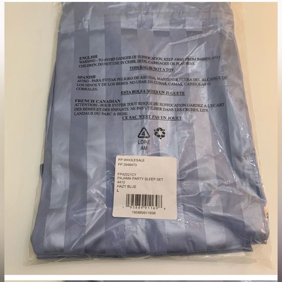 Free People Pajama Party PJ Sleep Set in Hazy Blue NWOT Size Large - Picture 5 of 6